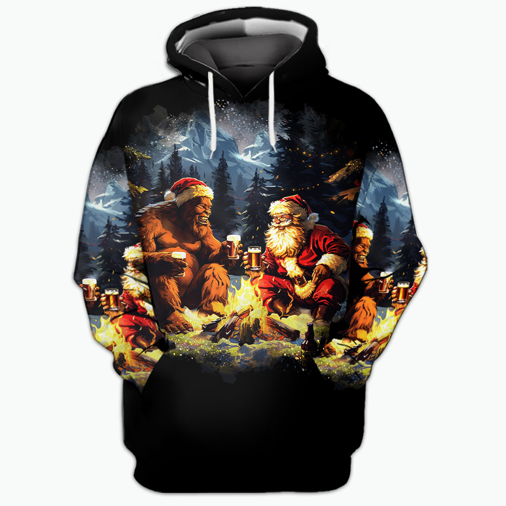 Funny Bigfoot & Santa Life Is Better Around The Campfire All Over Print Shirt