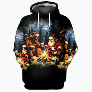 Funny Bigfoot & Santa Life Is Better Around The Campfire All Over Print Shirt