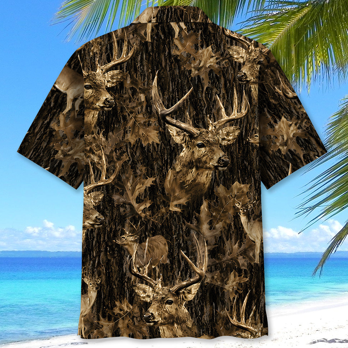 Vintage Deer Art Camo Hawaiian Shirt