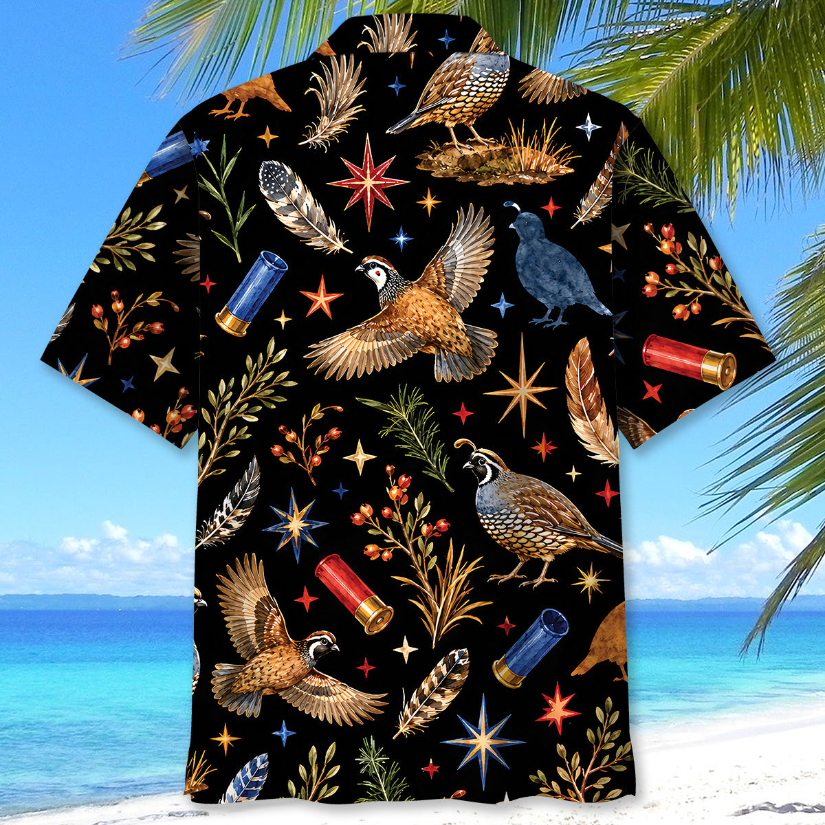 Quail Hunting Retro Black Hawaiian Shirt