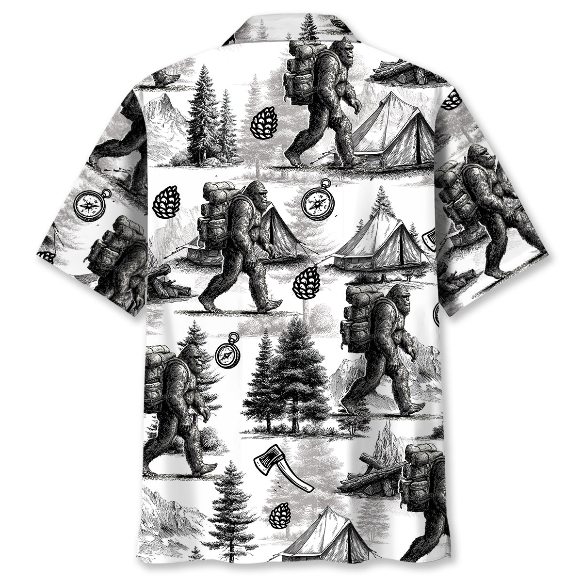 Vintage Bigfoot Go Camping Hawaiian Shirt