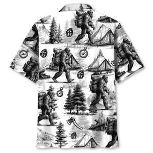 Vintage Bigfoot Go Camping Hawaiian Shirt
