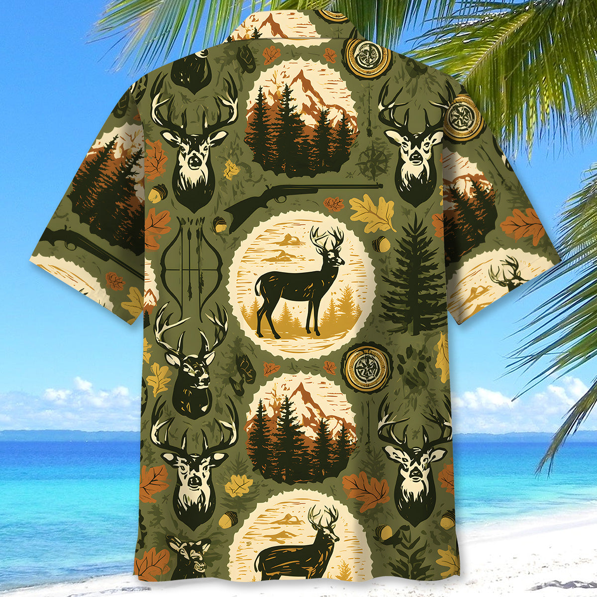 Retro Deer Hunting Badge Forest Hawaiian Shirt