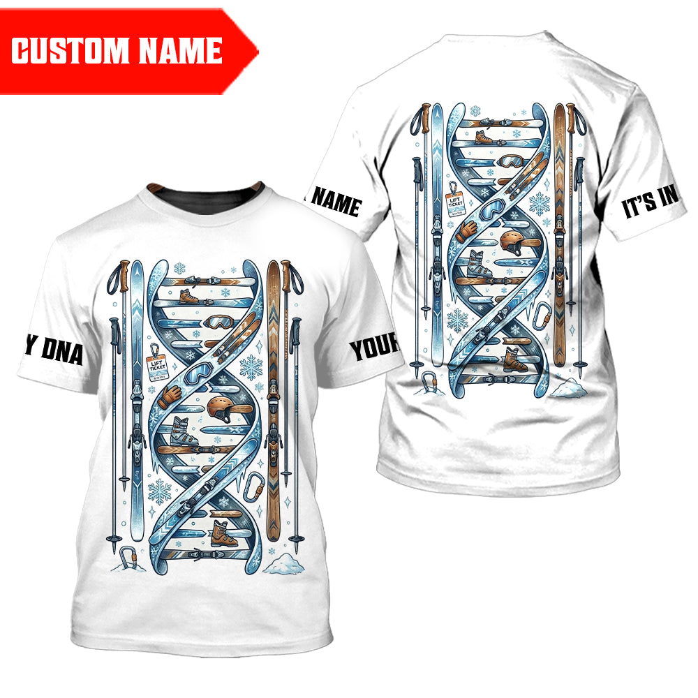 Custom Name Skiing It's In My DNA All Over Print Shirt