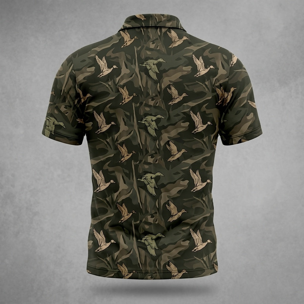 Vintage Camo Duck Hunting Polo Men Shirt