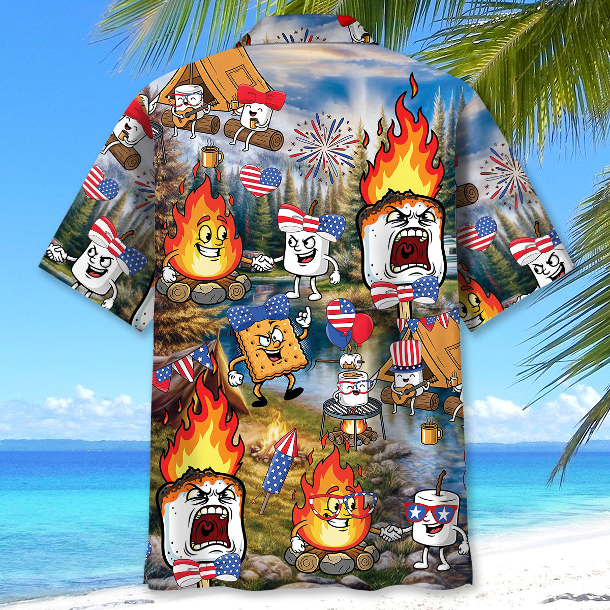 America Patriot Burnt Marshmallow Hawaiian Shirt