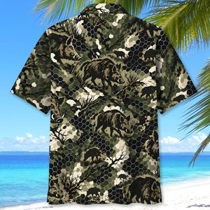 Tactical Hexagonal Wild Hog Hunting Camo Hawaiian Shirt