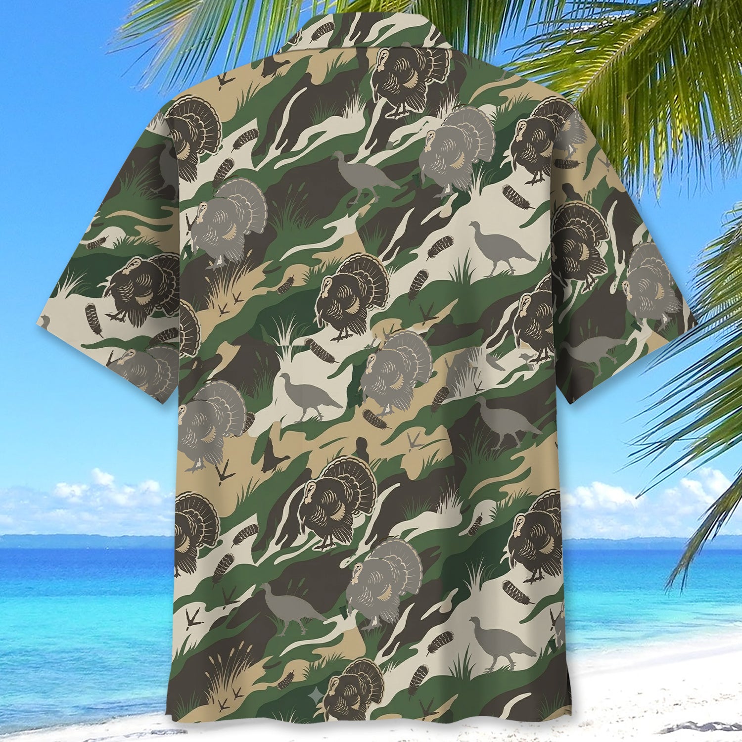 Outdoor Turkey Hunting Camo Print Graphic Hawaiian Shirt