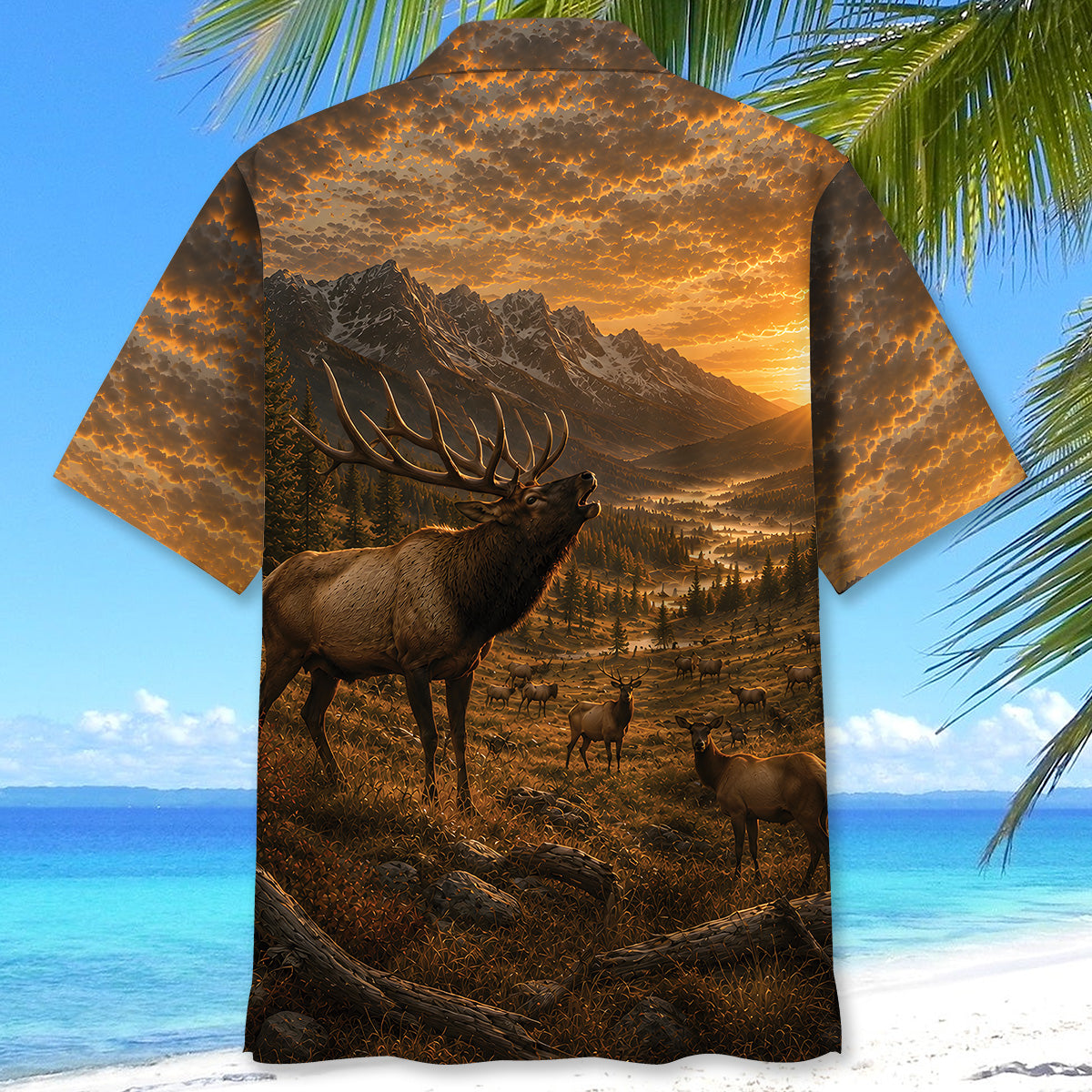 Elk Hunting Nature Hawaiian Shirt