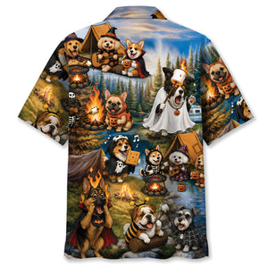 Vintage Dogs Camping Hawaiian Shirt