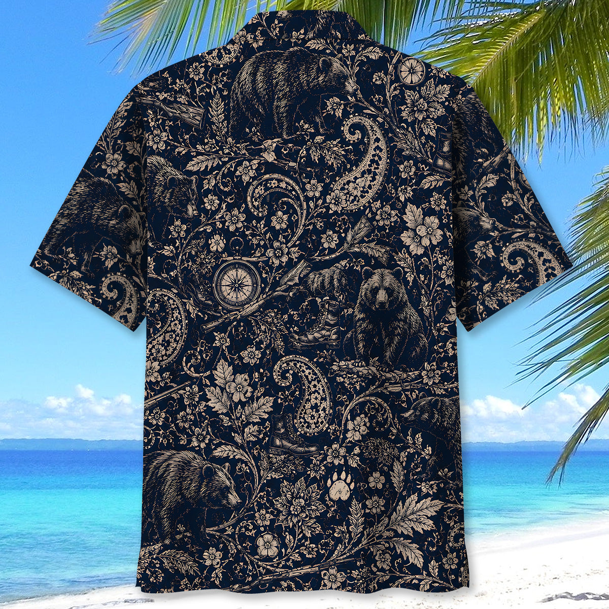 Midnight Bear Hunting Paisley Hawaiian Shirt