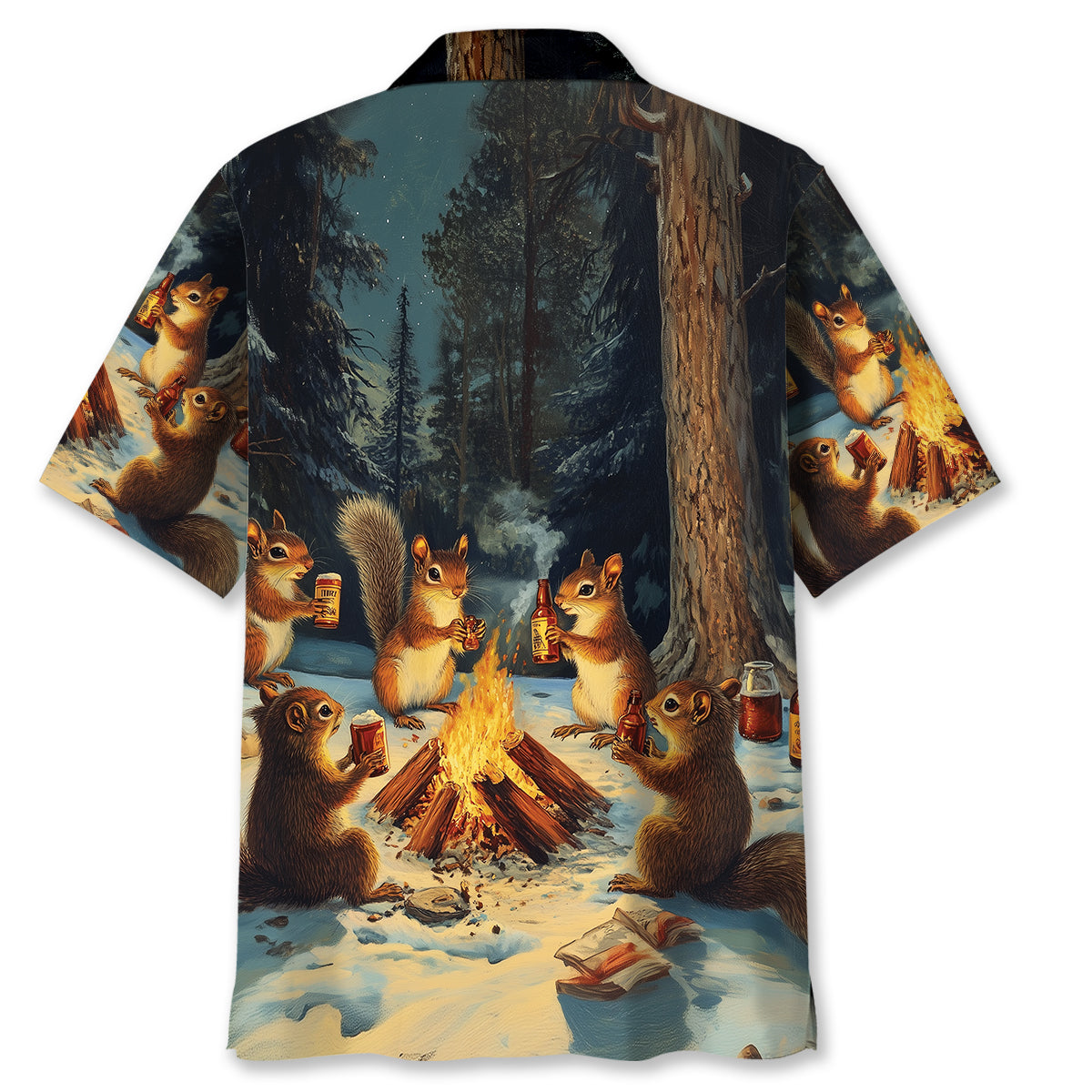 Funny Squirrel Drinking Campsite Hawaiian Shirt