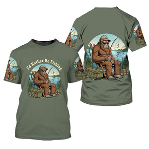 I'd Rather Be Fishing Bigfoot All Over Print Shirt