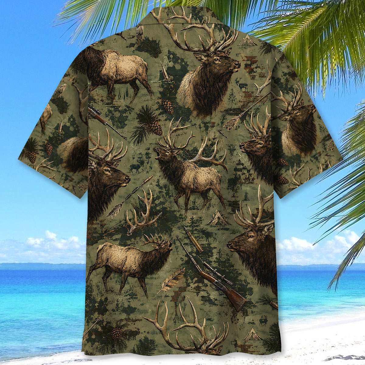 Elk Hunting Forest Hawaiian Shirt