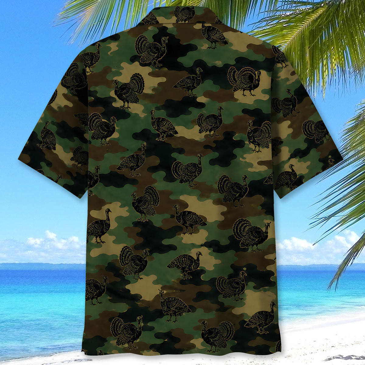 Wild Turkey Camouflage Millitary Hawaiian Shirt