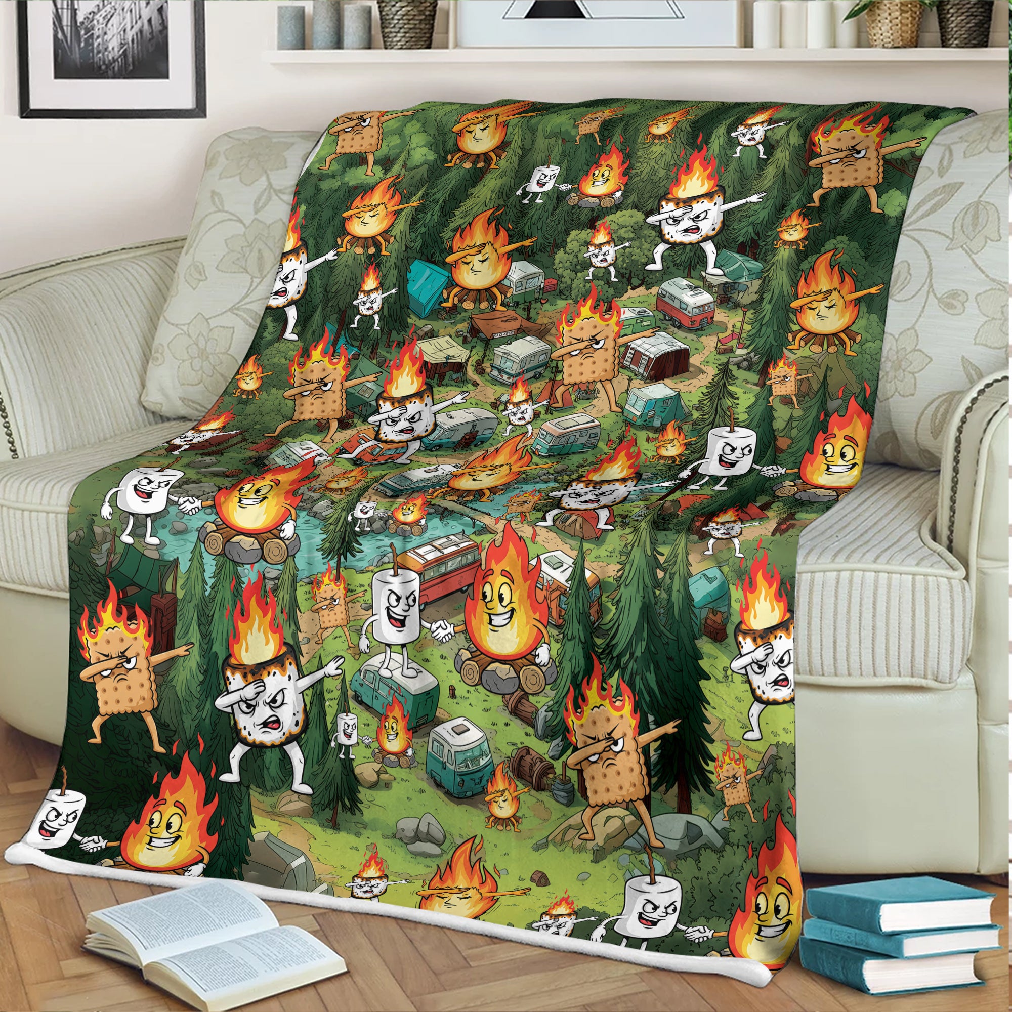 Burnt Marshmallow Camping Fleece Blanket Collection