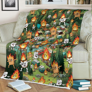 Burnt Marshmallow Camping Fleece Blanket Collection