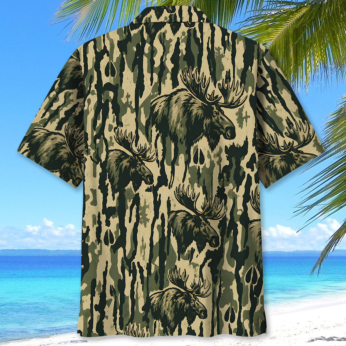 Moose Stripe Camouflage Hawaiian Shirt