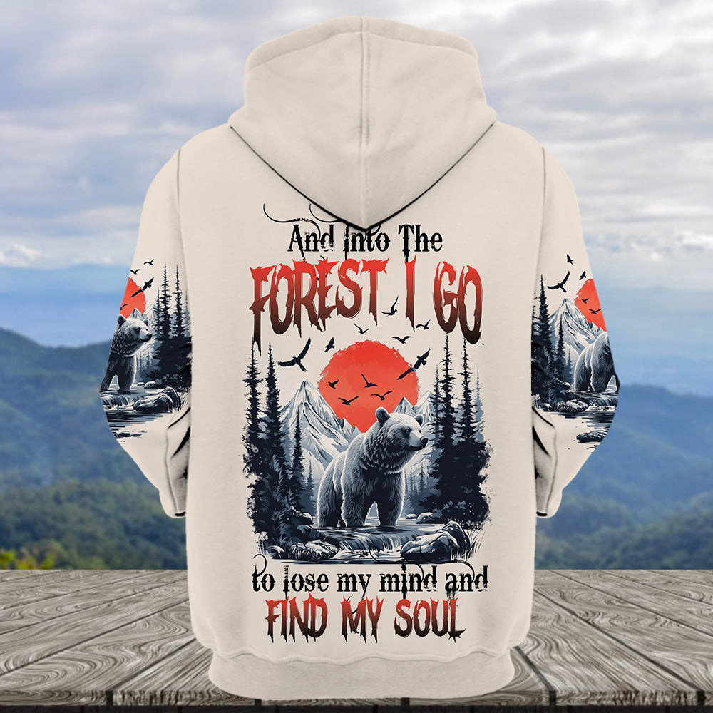 Into The Forest I Go Bear Red Sun All Over Print Shirt