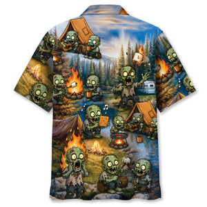 Vintage Zombie Camping Hawaiian Shirt