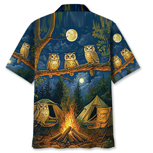 Campfire Night With Owls Art Hawaiian Shirt