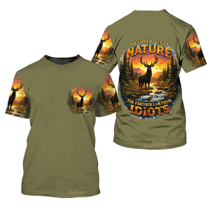 The Closer I Get To Nature The Farther I Am From Idiots All Over Print Shirt