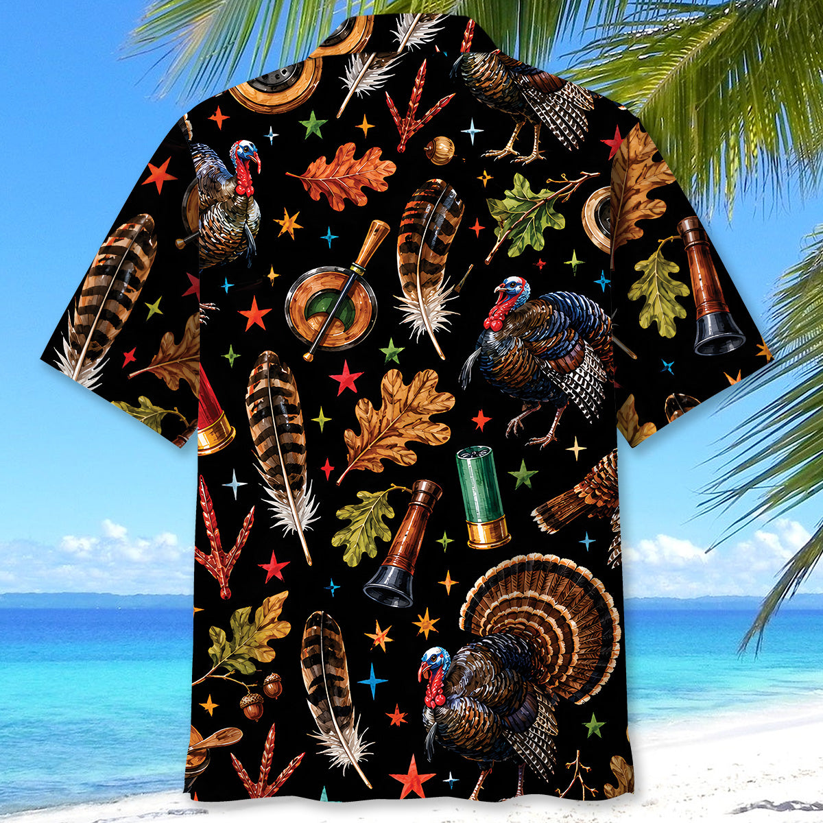 Turkey Hunting Retro Black Hawaiian Shirt