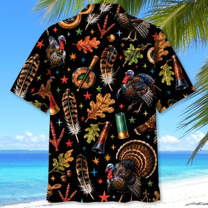 Turkey Hunting Retro Black Hawaiian Shirt