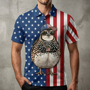 America Quail Hunting Funny Men Polo Shirt