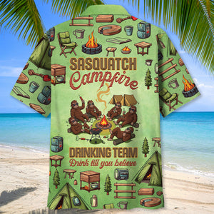 Sasquatch Campfire Drinking Team Hawaiian Shirt