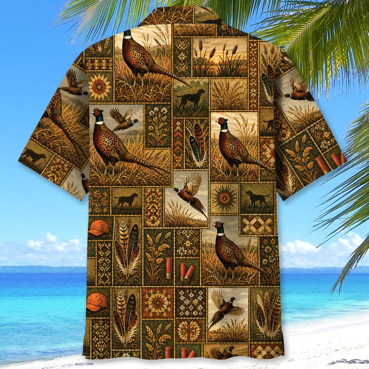 Pheasant Hunting Vintage Pattern Graphic Hawaiian Shirt