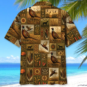 Pheasant Hunting Vintage Pattern Graphic Hawaiian Shirt