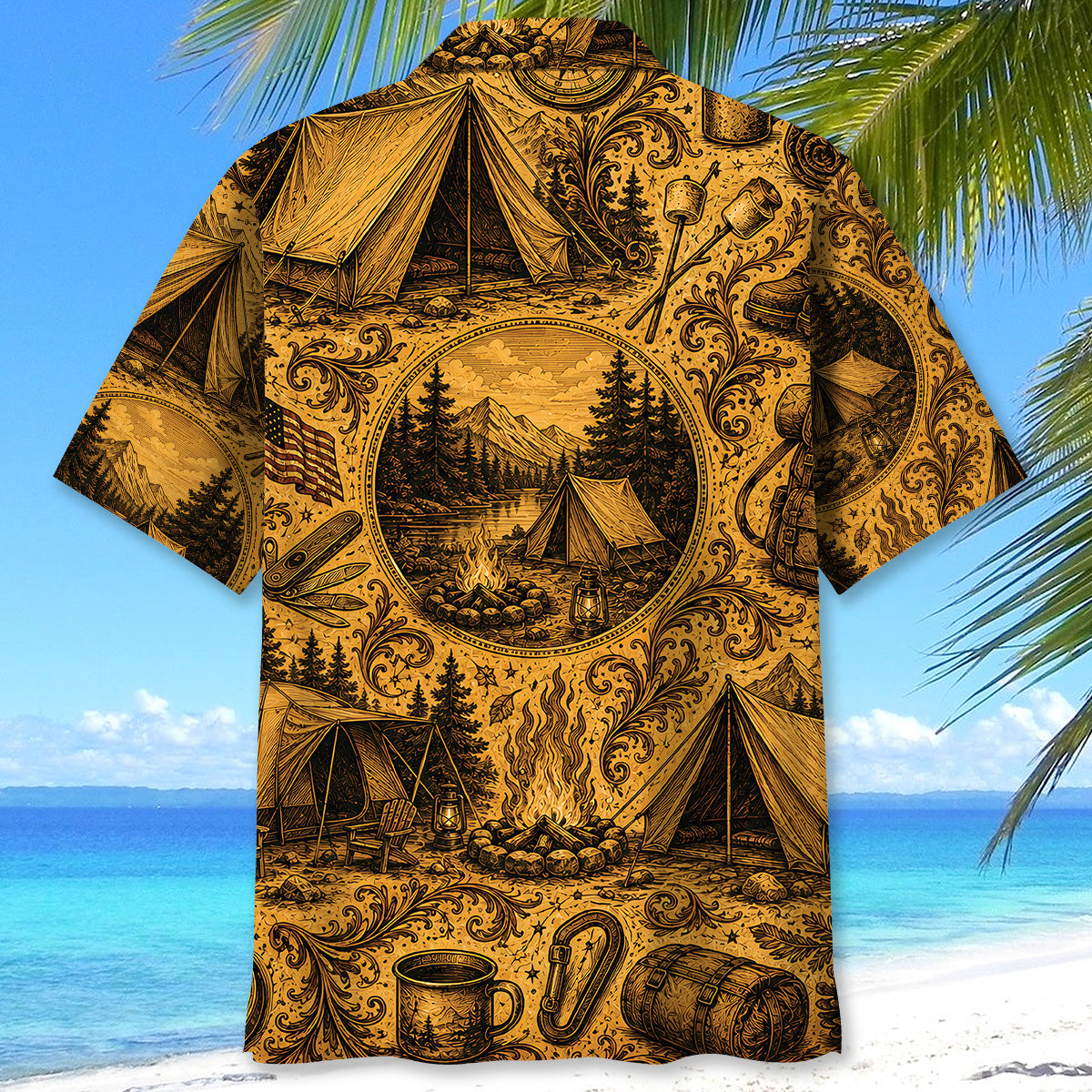 Tent Camping Vintage Legend Art Hawaiian Shirt