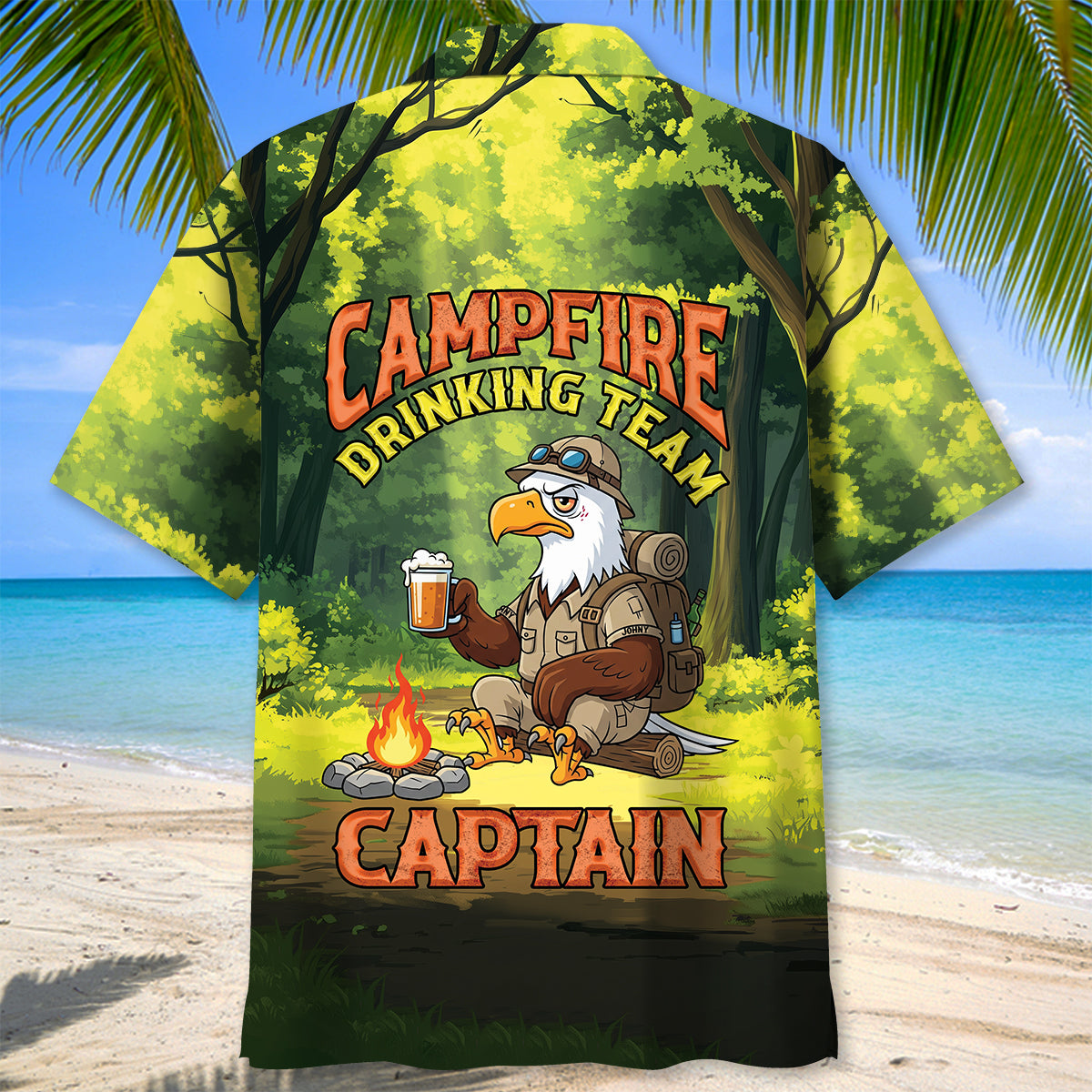 Campfire Drinking Team Captain Eagle Hawaiian Shirt