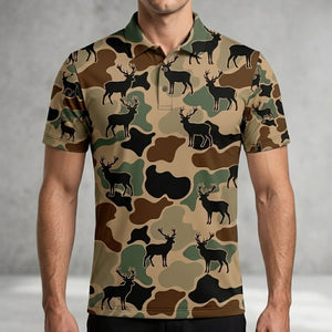 Deer Hunting Camouflage Pattern Men Polo Shirt