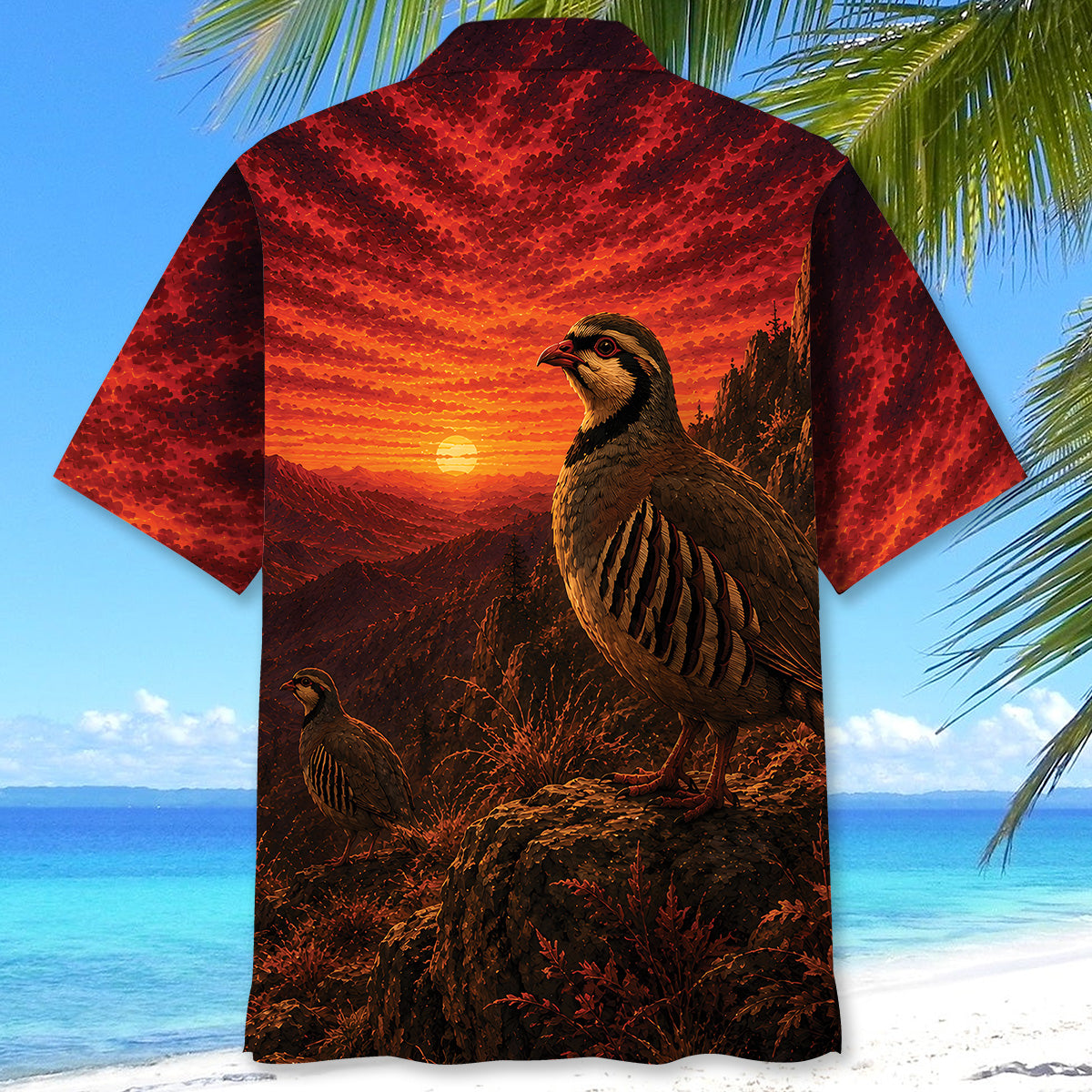 Chukar Hunting Burnt Sky Hawaiian Shirt