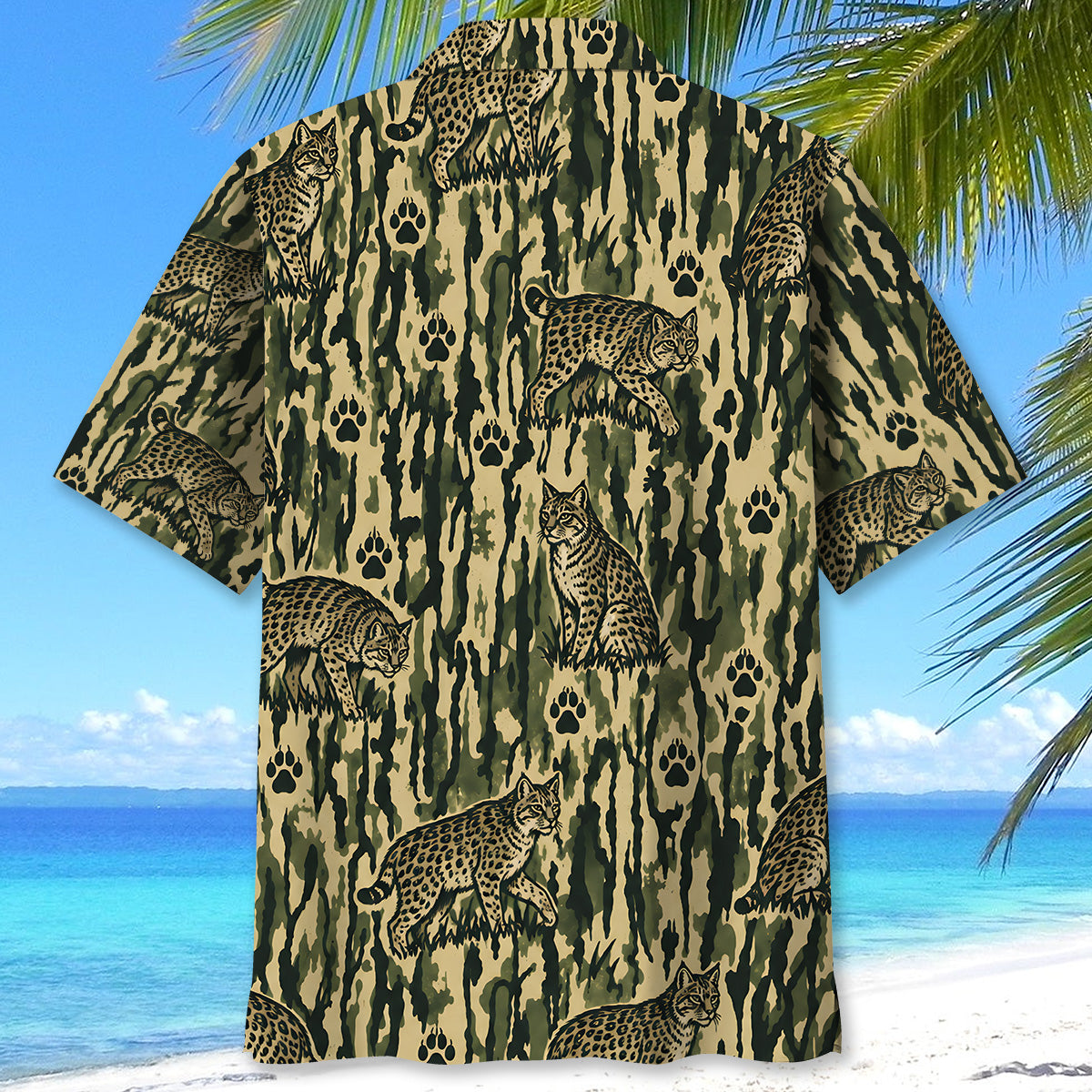 Bobcat Stripe Camouflage Hawaiian Shirt