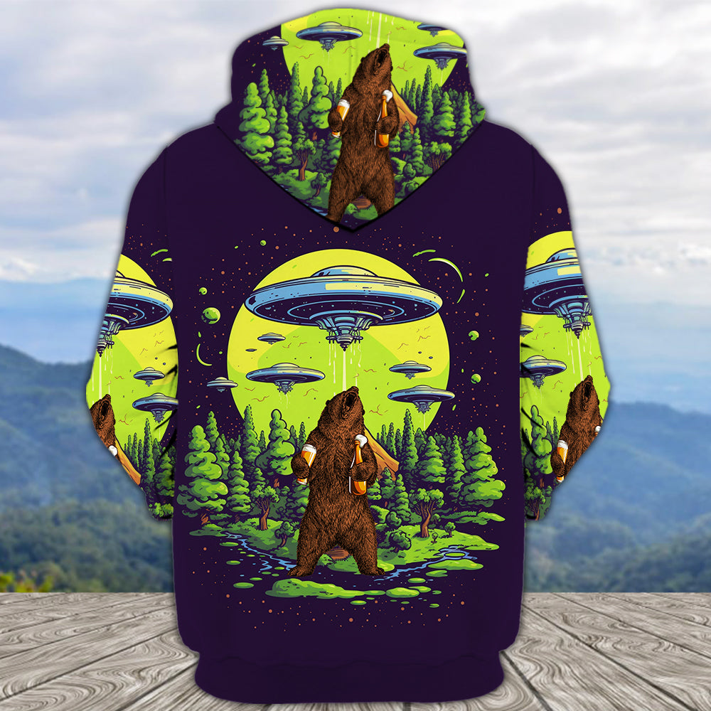 Funny Grizzly Bear Drinking All Over Print Shirt