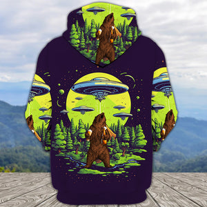 Funny Grizzly Bear Drinking All Over Print Shirt