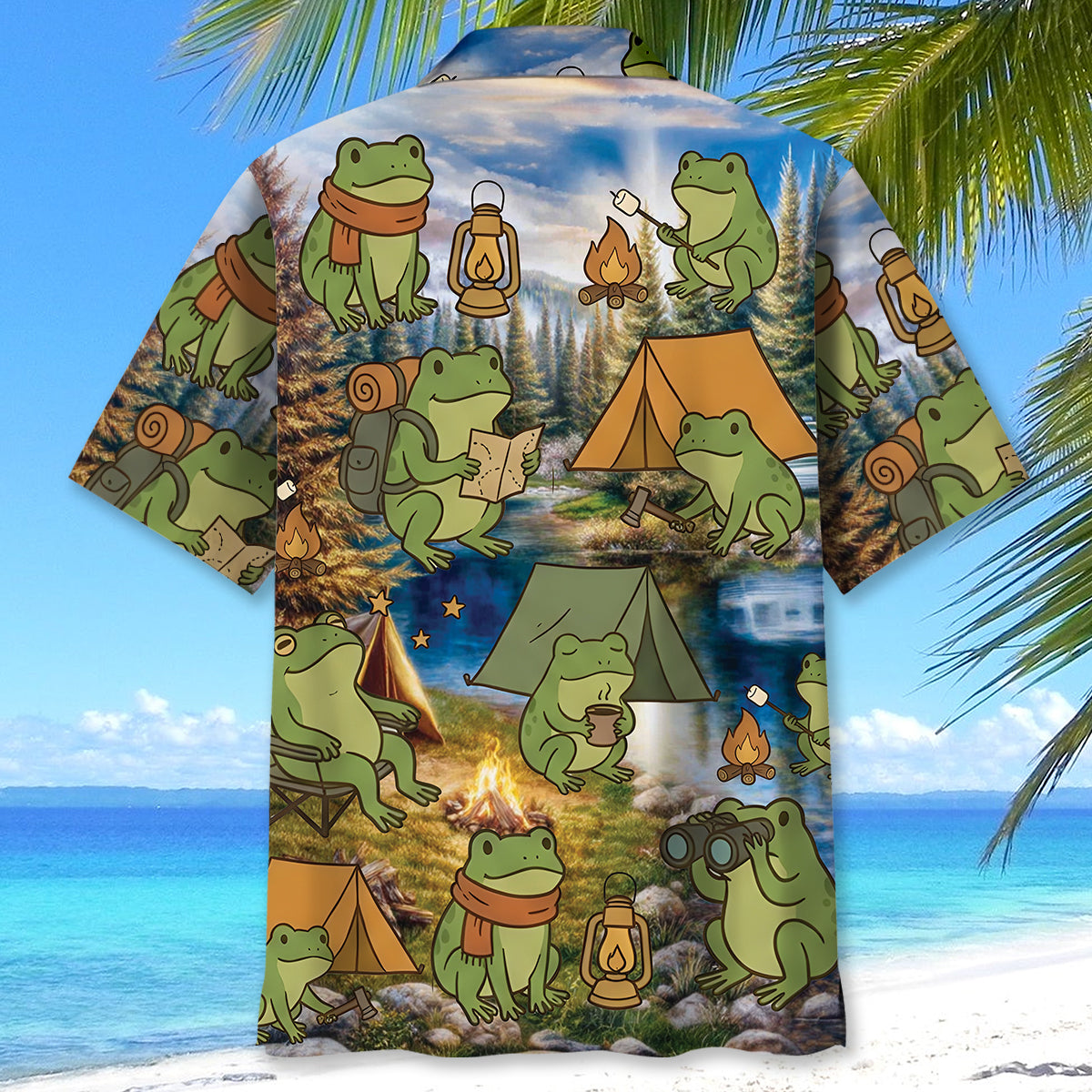 Funny Frog Camping Hawaiian Shirt