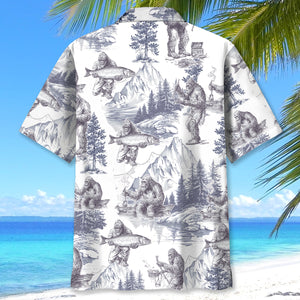 Vintage Bigfoot Goes Fishing Hawaiian Shirt