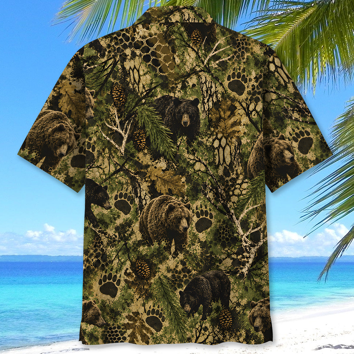 Bear Hunting Hex Camo Hawaiian Shirt