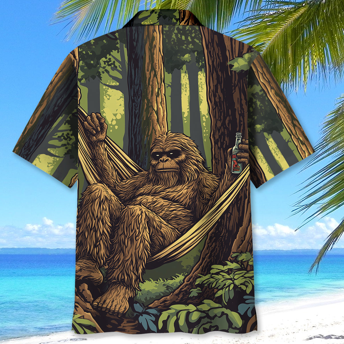 Bigfoot Lounging In A Hammock Hawaiian Shirt
