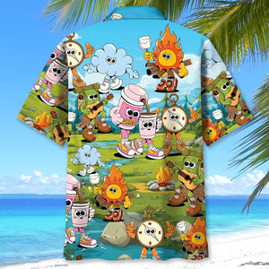 Vintage Camping Cartoon Mascot Hawaiian Shirt