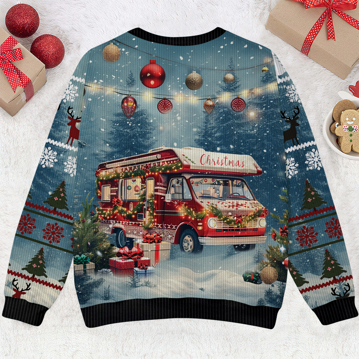 Merry Christmas Vintage Camping RV Ugly Sweater