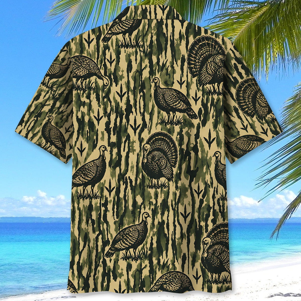 Wild Turkey Stripe Camouflage Hawaiian Shirt