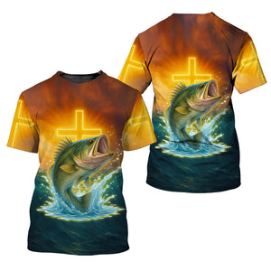 Bass Fishing Cross All Over Print Shirt