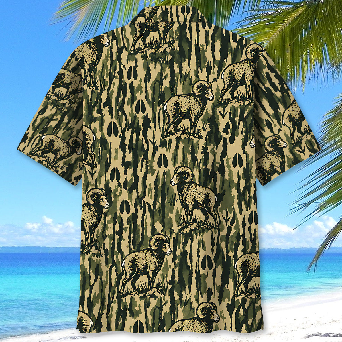Bighorn Sheep Stripe Camouflage Hawaiian Shirt