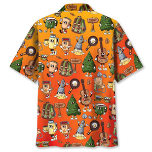 Funny Camping Cartoon Hawaiian Shirt