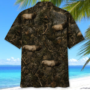 Elk Hunting Forest Hawaiian Shirt